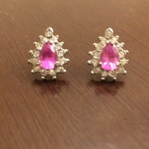 💎SALE💎 pink gemstone diamonds teardrop studs